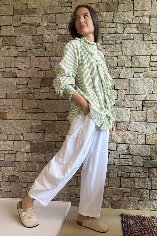 Nantucket Ruffle Blouse Soft Olive